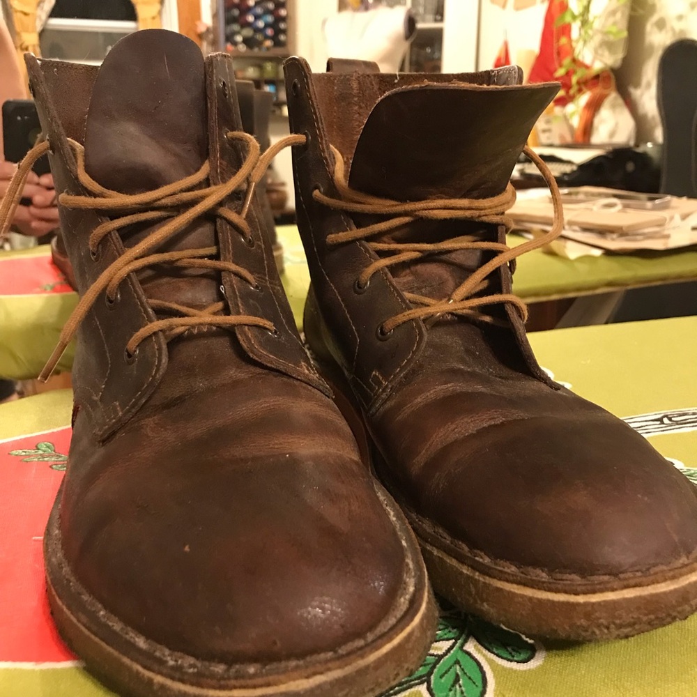 Clarks Originals Dark Brown Leather Lace-Up Boots, Crepe Soles